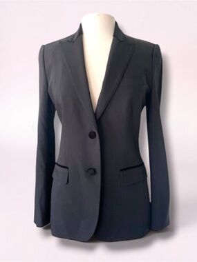DOLCE & GABBANA SILK WOOL BLACK VELVET TRIM EVENING JACKET SIZE EU 42